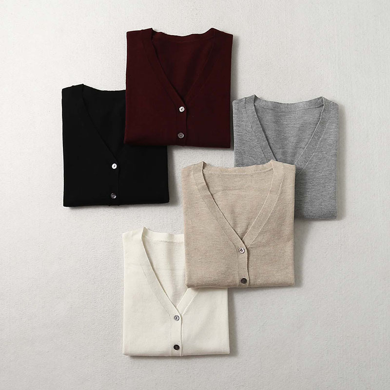 Pull en cachemire mûrier pour femme, couleur unie, col en V, boutons vers le bas, manches longues, cardigan en tricot, manteau chaud, XL, média, Circ049