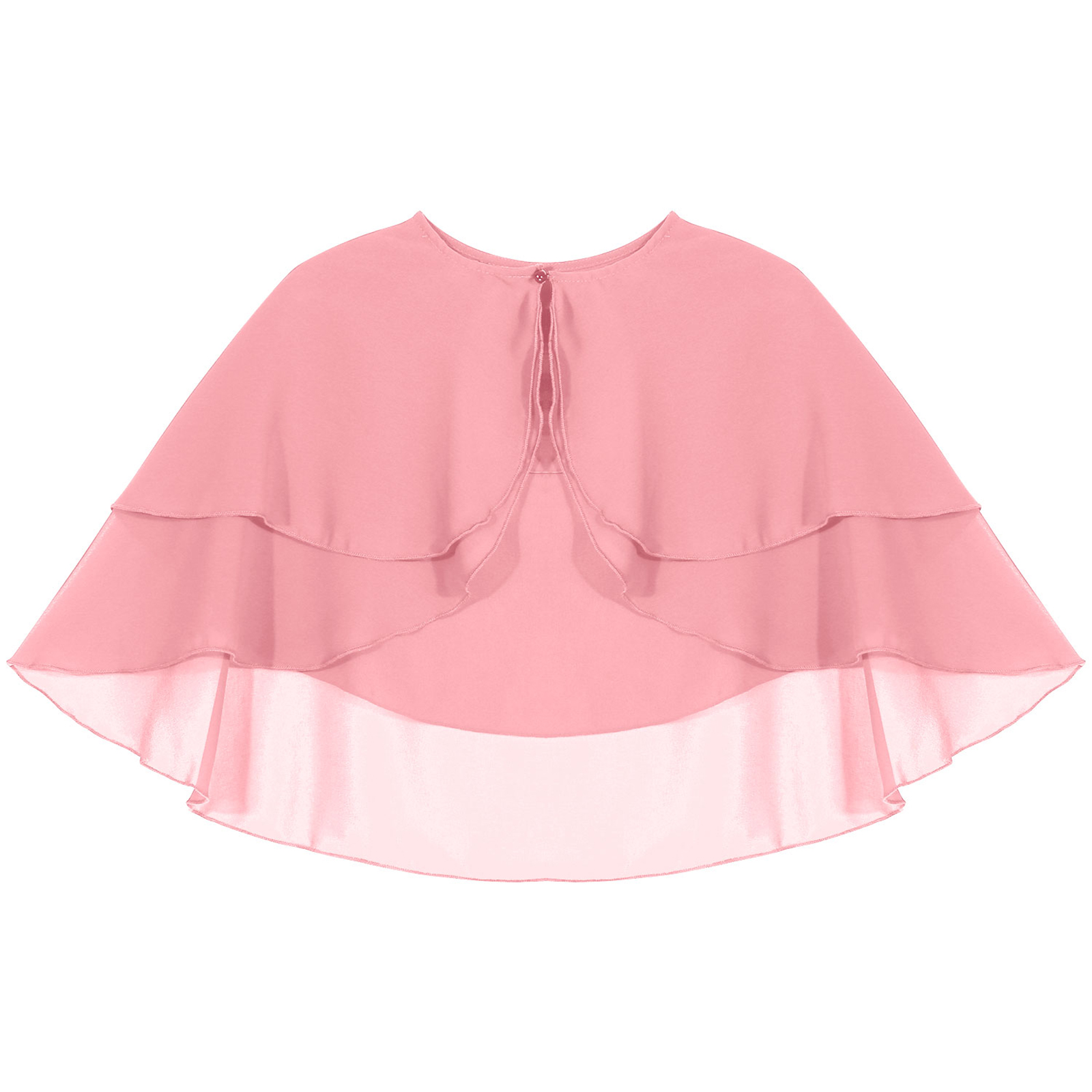 Femmes élégant couleur unie en mousseline de soie châle à volants 2 couches en mousseline de soie enveloppes boléro mariage anniversaire soirée robe Cape vêtements d'extérieur
