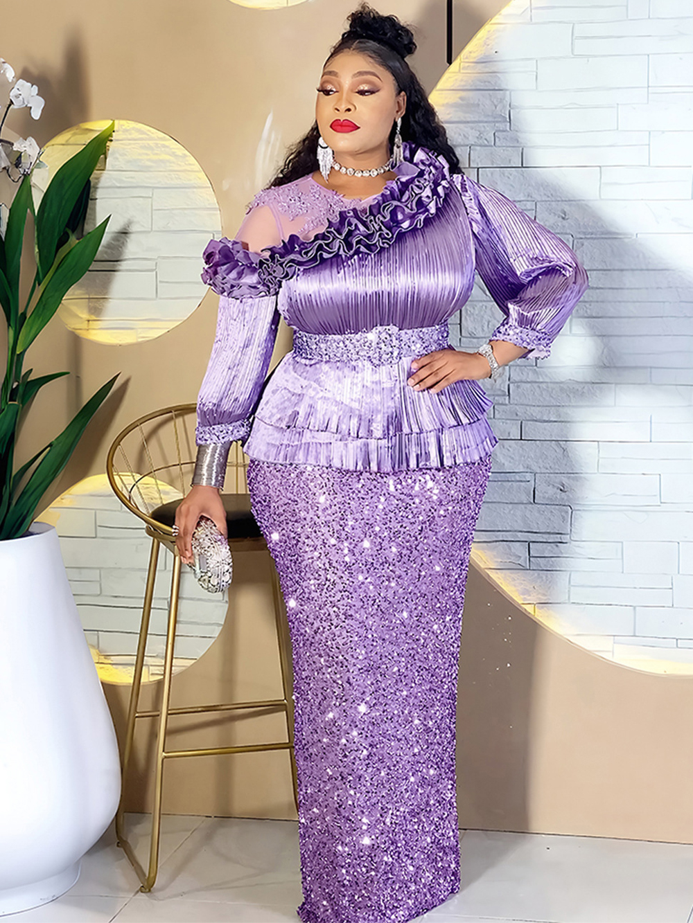 Robes Africaines de Luxe pour Femmes, Dashiki à Paillettes et Volants, Robes Longues pour Mariage, Fête, Anniversaire, Soirée, Collection 2026, Vêtements Africains