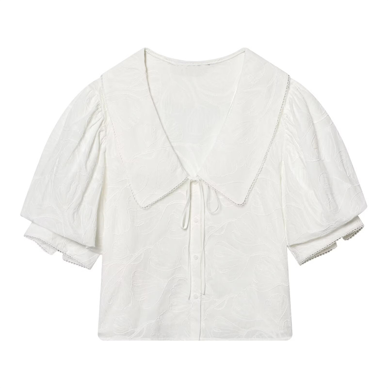 Chemise Femme Printemps 2026 Nouvelle Collection Blanche Manches Courtes Col Rabattu Simple et Élégante Style Unique et Tendance