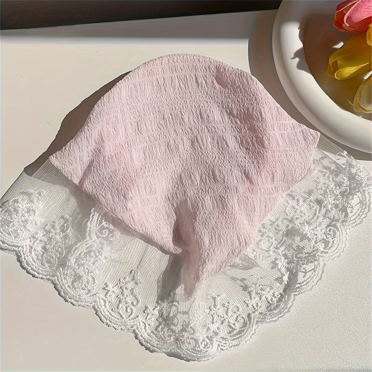 1 foulard triangulaire en dentelle de style pastoral avec bandeau pour les sorties printanières, accessoire de mode féminin, accessoire de coiffure pour spectacle