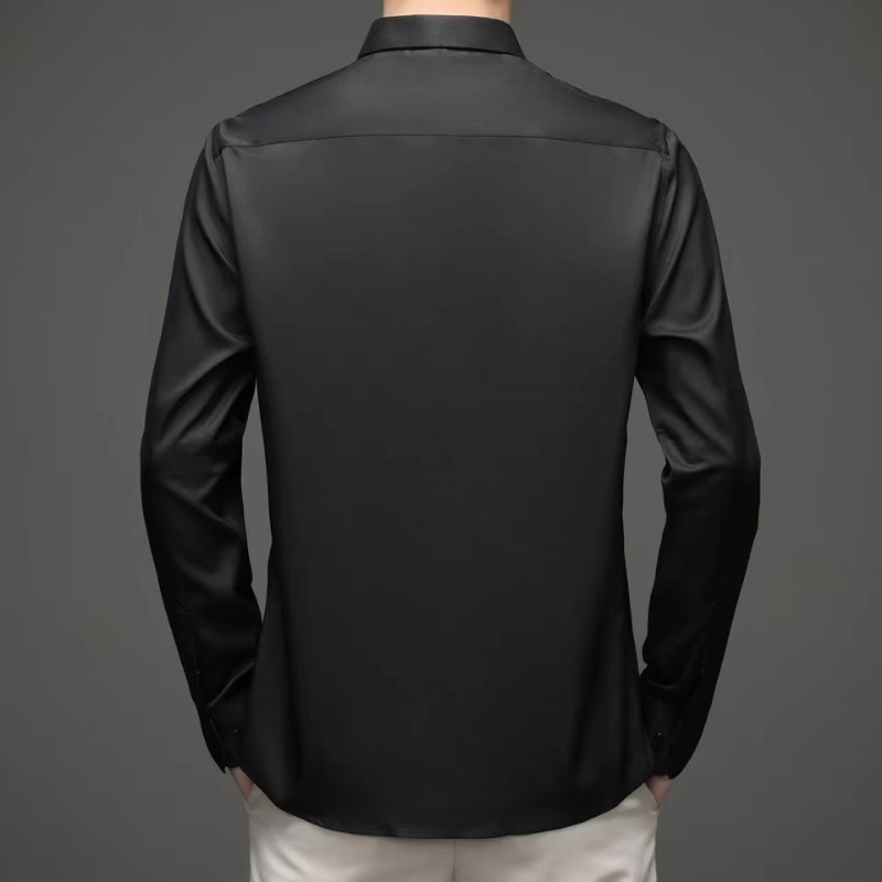 Chemises de Luxe pour Homme, Doux et Lisse, Résistantes à la Déformation, Non Repassage, Solide, Document Décontracté, Ice jStain, pour Mariage, Printemps et Automne