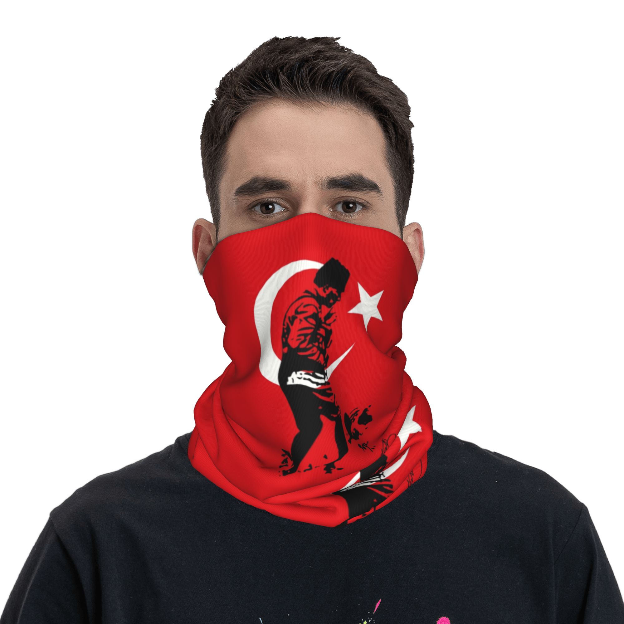 Turquie Mustafa Kemal Ataturk Bandana cache-cou coupe-vent visage écharpe couverture hommes femmes drapeau turc bandeau Tube cagoule