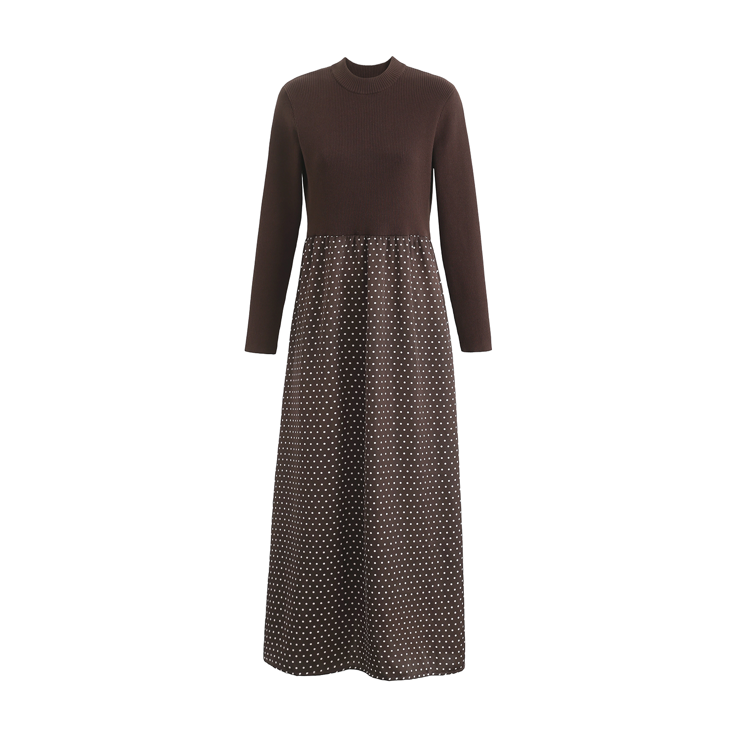 Robe patchwork en satin à pois et tricot pour femmes AP AW26