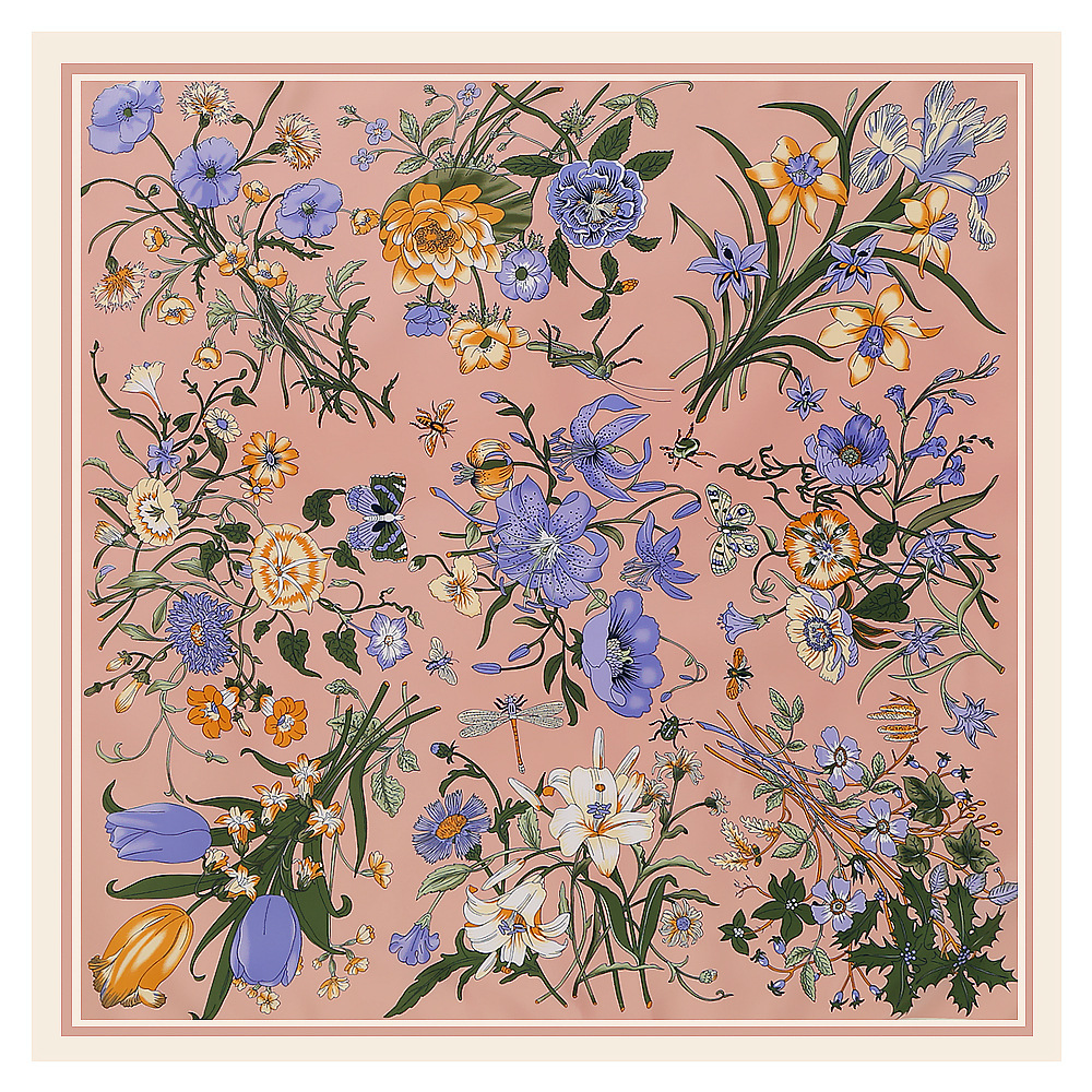 130*130 cm femmes luxe imprimé fleuri sergé foulards en soie dame Echarpes Bandana foulards carrés enveloppes Femme Foulard Pashmina
