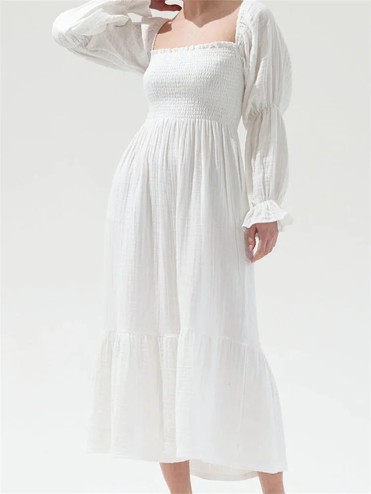 Robe longue à volants à manches bouffantes pour femmes, robe florale vintage, décontractée, bohème, initiée au hors, printemps, automne