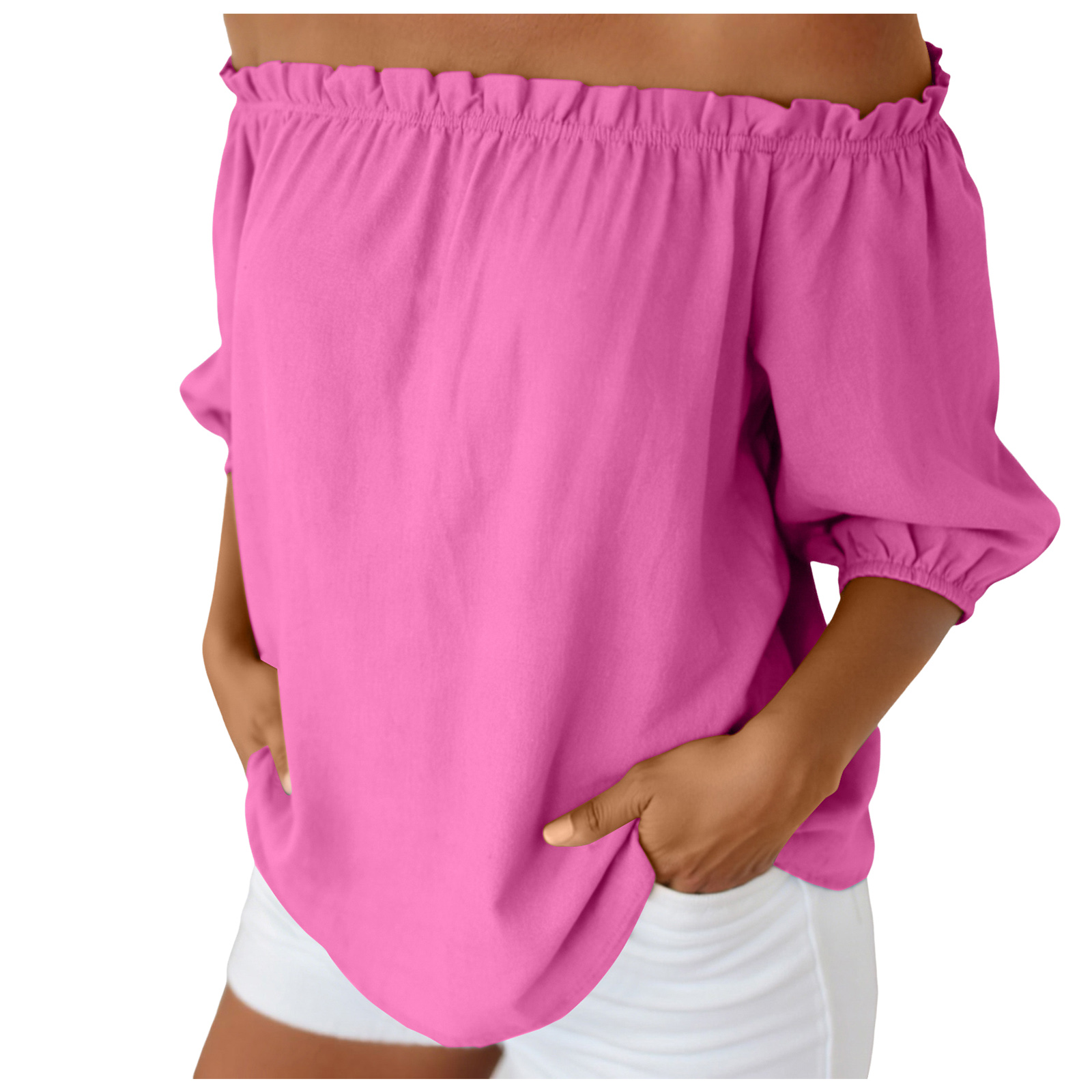 Hauts d'été pour femmes, en coton et lin, à épaules dénudées, coupe ample, style bohème, décontracté, pour le quotidien, Blusa Feminina