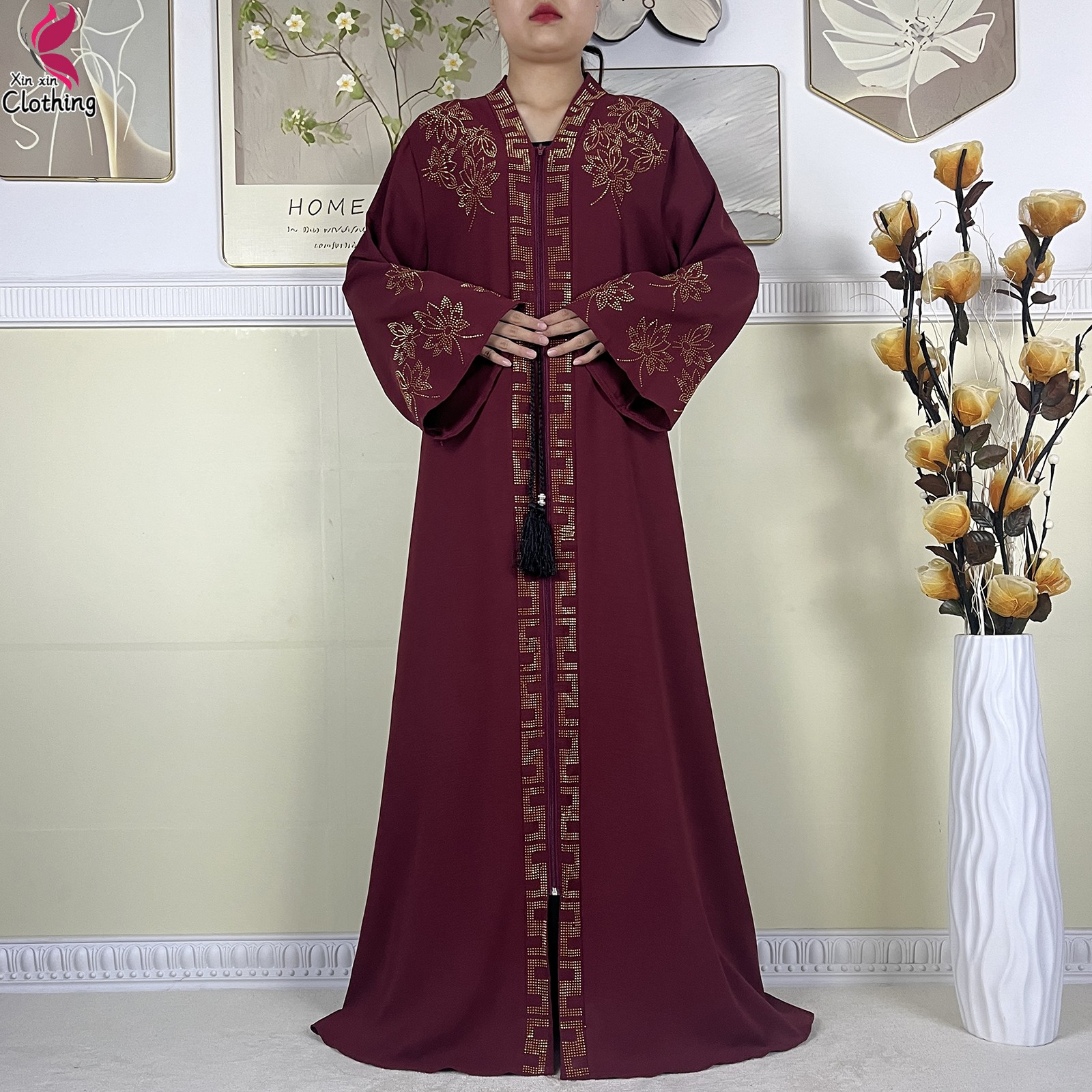 Nouveau Abayas musulmanes pour femmes Robe à manches longues dubaï dame Robe longue élégante Islam vêtements Abaya africain Robe ample avec Turban