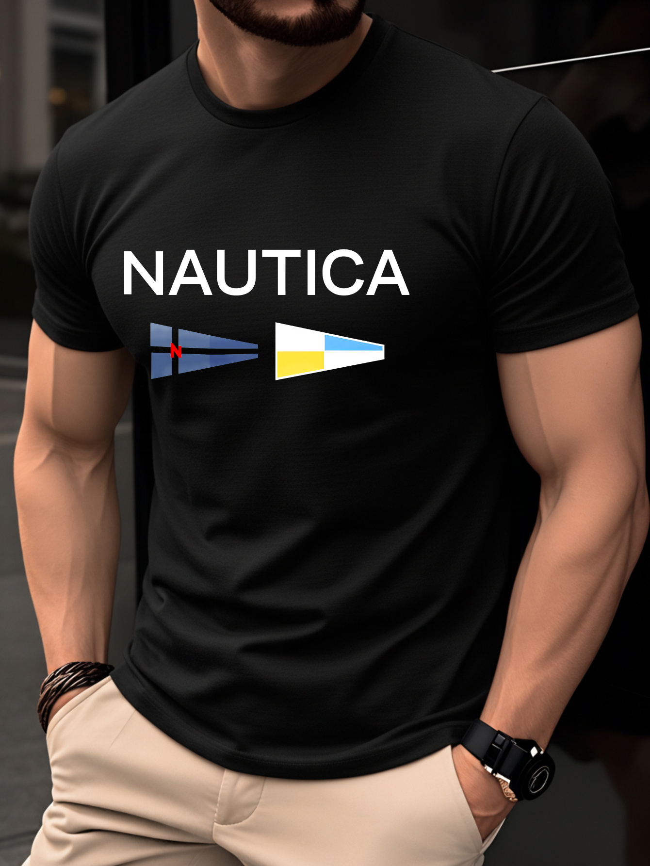 T-shirt pour homme - Haut léger à manches courtes pour l'été - Tendance, élégant, respirant, confortable, polyvalent - Imprimé lettres simple