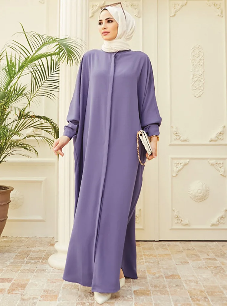 Abaya musulmane pour femmes, manches chauve-souris, dubaï, Islam, malaisien, arabe, robe longue, solide, modeste, adt Abayas, caftan, Ramadan, Maroc, 2025