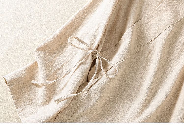 Chemise kimono vintage de style chinois pour femme, printemps automne, bohème, beige, rose, bleu marine, vêtements en coton, cardigan à manches longues, manteau