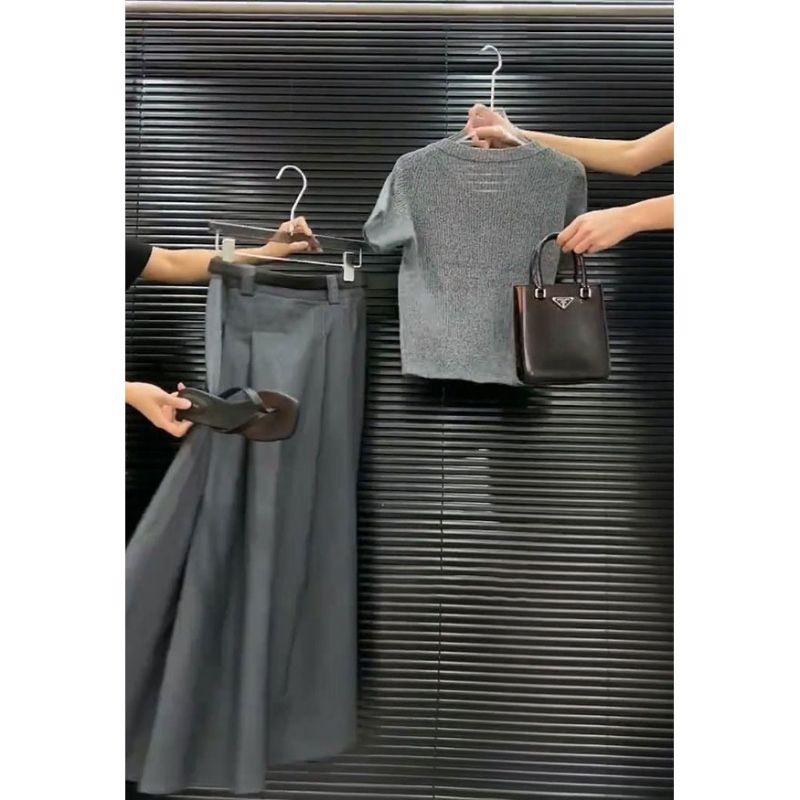 Jupe longue plissée à manches courtes pour femmes, mode coréenne, vêtements d'été, col carré, haut slim, ligne A, ensemble deux pièces