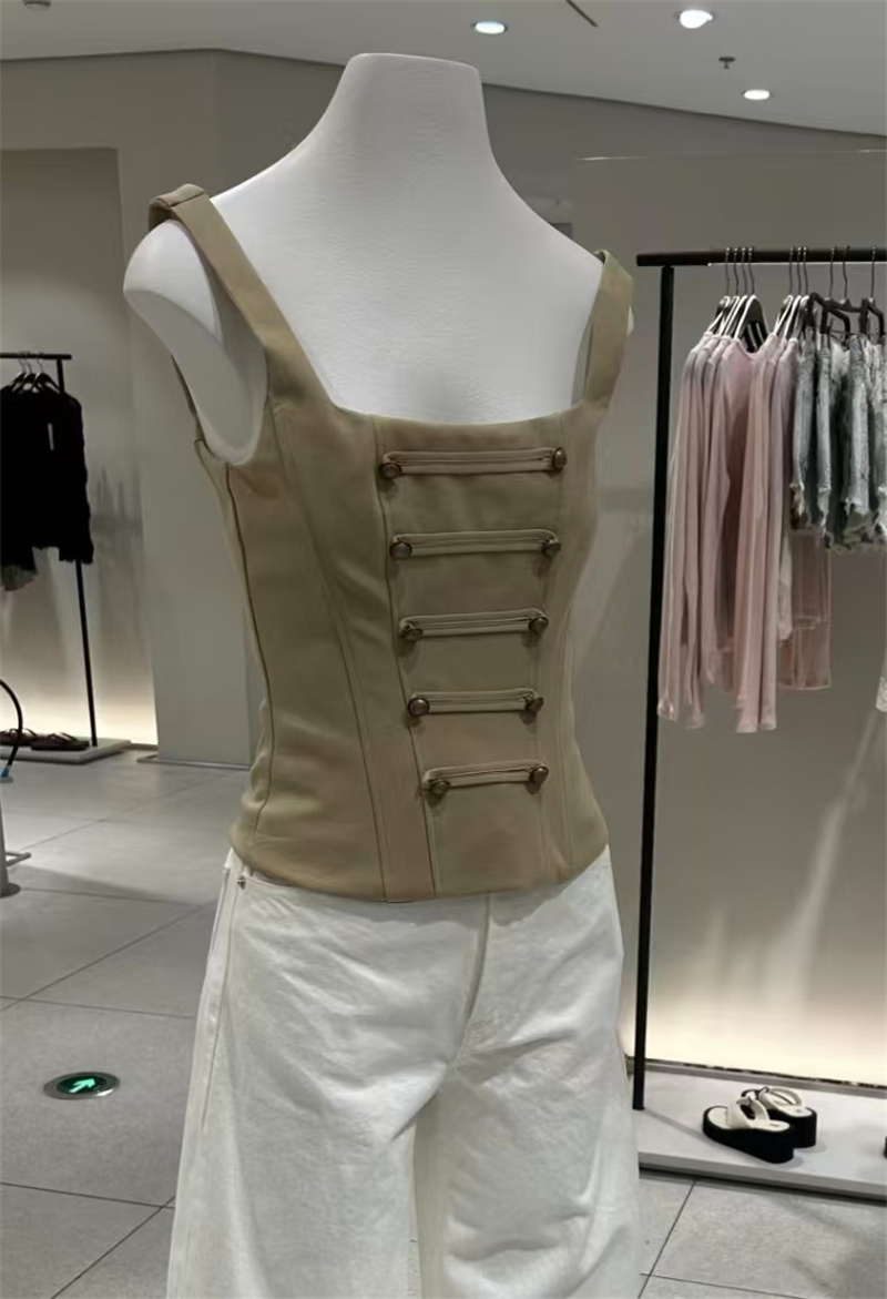 Guobioziy 2026 Nouveau débardeur d'été pour femme, couleur unie, avec manchettes décoratives, coupe ajustée, idéal pour la plage et les vacances, style sexy et tendance