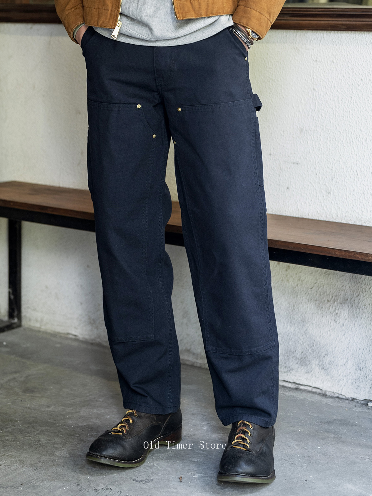 Qingtian – pantalon Canpenter en toile Double genou, vêtements de travail Vintage, pantalon pour hommes d'inspiration du patrimoine