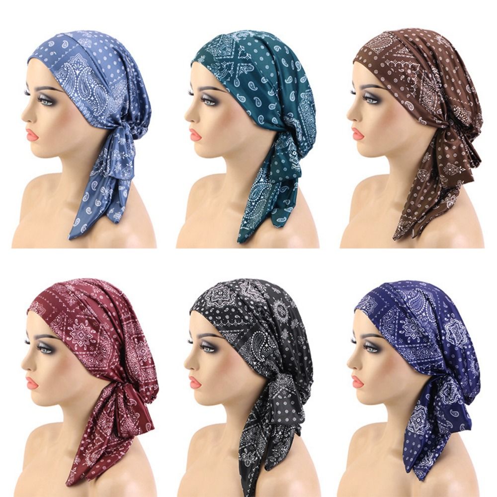 Turban de haute qualité à imprimé floral bohème, chapeau décontracté de printemps pour chimiothérapie, chapeau en coton coupe-vent, bandana pour femme, style ethnique
