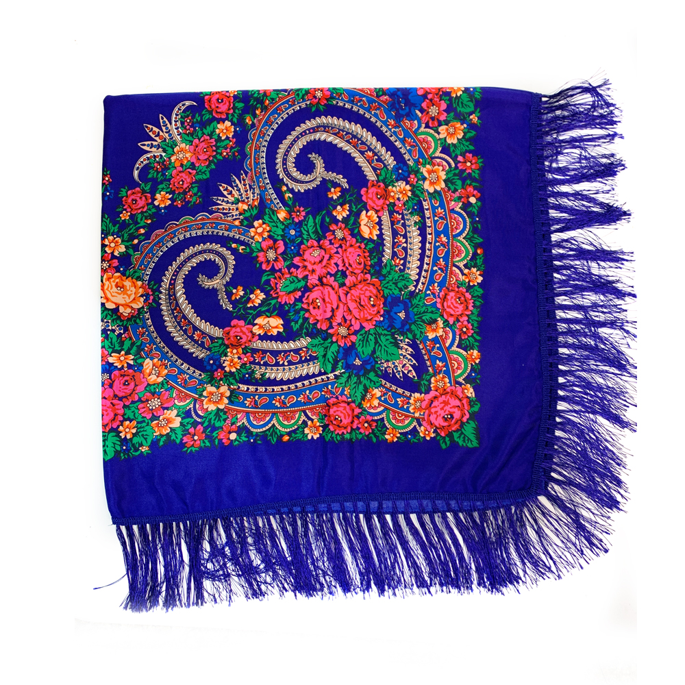 Écharpe carrée nationale russe 135*135cm, motif floral rétro, châle ukrainien à franges, foulard babouchka, couvre-chef