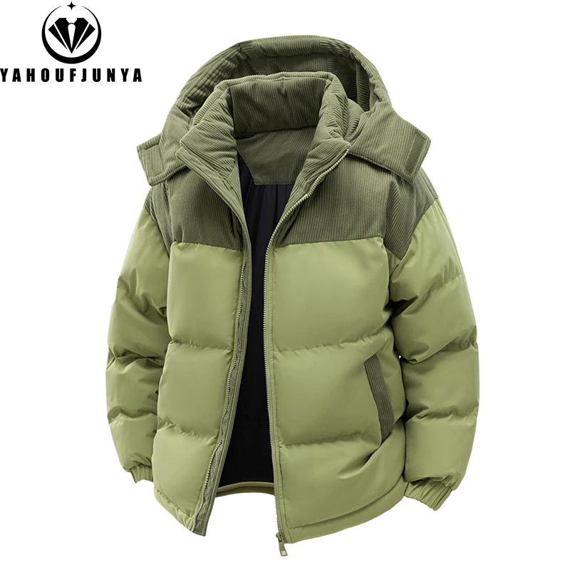 Veste coupe-vent à capuche perfectionnée pour hommes, parkas monochromes, vêtements d'extérieur chauds décontractés pour hommes, mode extérieure, automne, hiver