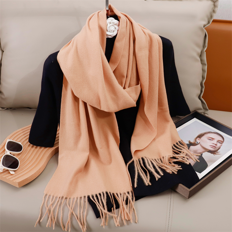 30*180 cm couleur unie femmes hiver écharpe chaud épaissir cachemire châle extérieur glands Pashmina dame enveloppement coupe-vent foulards de luxe