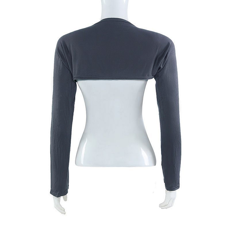 Boléro de protection UV pour femme, manches longues, couvre-bras anti-UV, couleur unie, en jersey de coton modal élastique