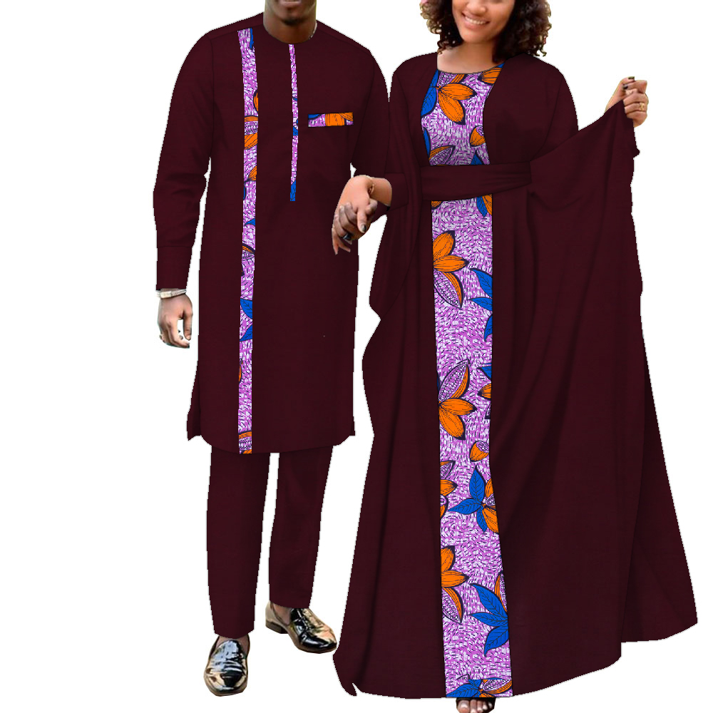 Tenues de couple africaines pour femmes et hommes, ensembles assortis, robes africaines, vêtements de mariage Dashiki, Wyq949