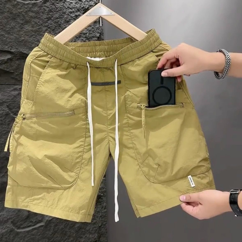 Vêtements de travail de poche pour hommes, Style fin d'été, beau short de rue assorti avec tout, ample, séchage rapide, mouvement décontracté, couleur unie