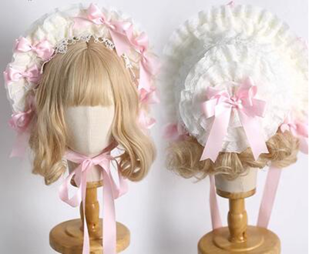 Chapeau en dentelle Lolita pour femmes, chapeau de paille victorien pour fête