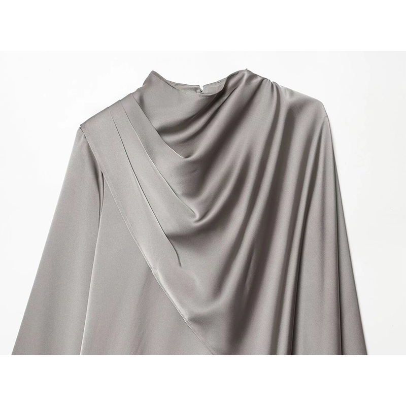 YENKYE nouveau 2026 femmes châle conception Satin Blouse à manches longues printemps haute rue hauts élégants