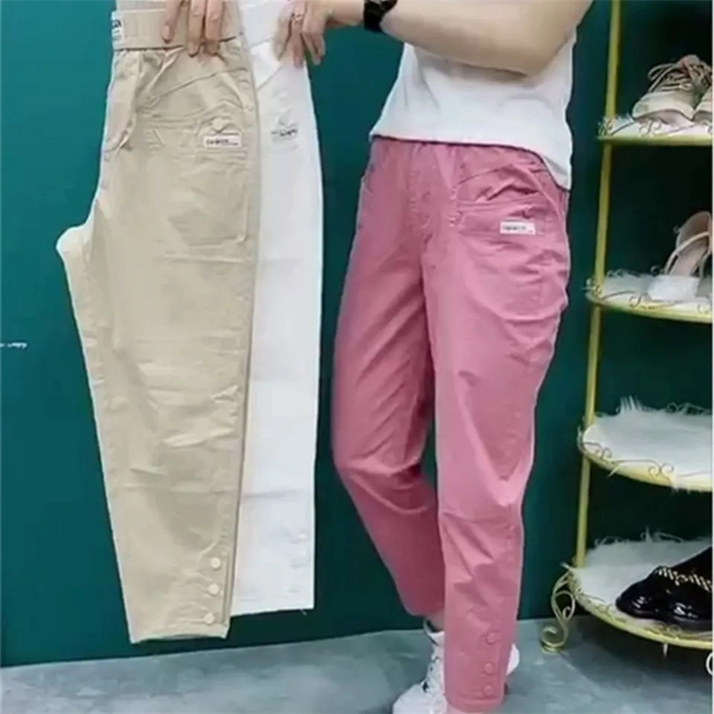 Pantalon Harun fin en coton et lin pour femme, nouvelle mode coréenne, taille haute, décontracté, assorti avec tout, printemps été