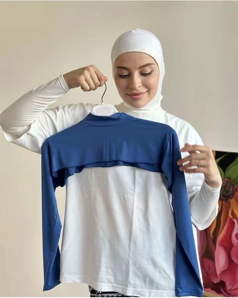 Maillot Modal à manches longues pour femme, Hijab musulman, couverture de bras Long, haussement d'épaules élastique, protection solaire, vêtements islamiques