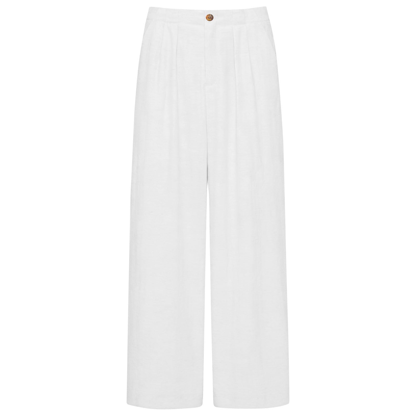 Pantalons en lin pour femmes, pantalons d'été élégants et confortables pour le bureau, pantalons à jambes larges en lin, pantalons palazzo pour femmes