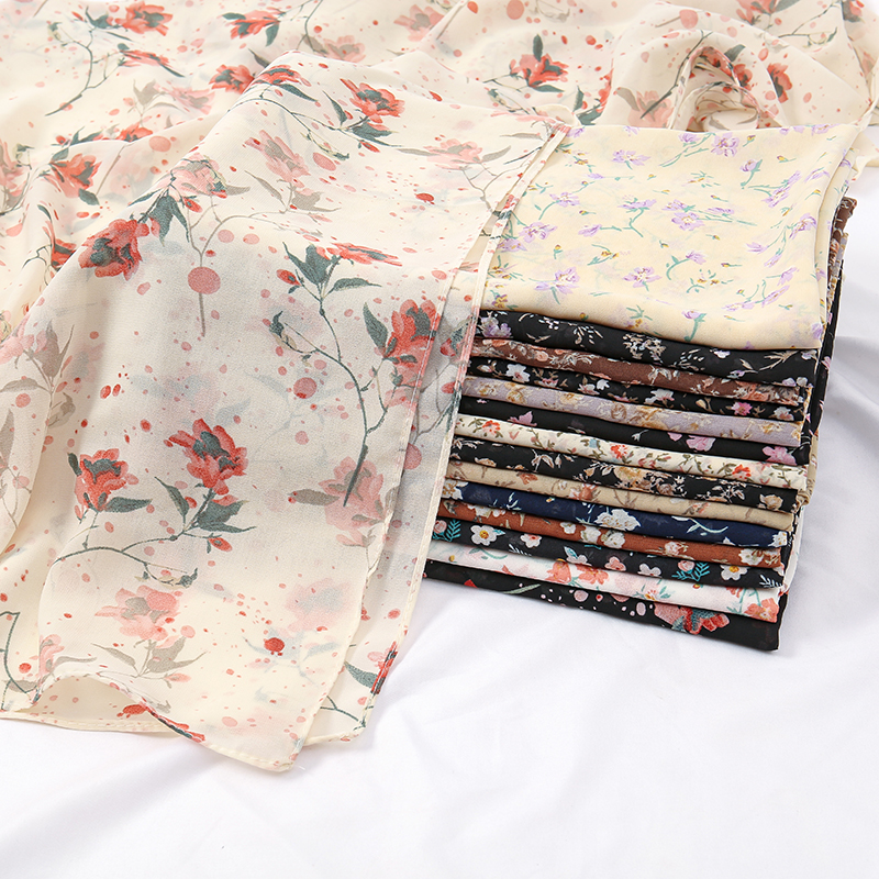 Foulard Carré Imprimé Floral en Mousseline de Soie pour Femme Musulmane, Hijabs, Châles Élégants, Turban Ethnique Islamique, 115cm