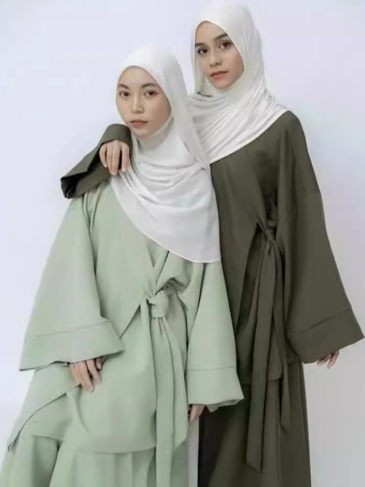 Ensemble Deux Pièces pour Femme Musulmane, Kaftan Islamique, Jupe en Y à Lacets, Maroc, Abaya, Turquie, Ramadan, Tenues Modestes