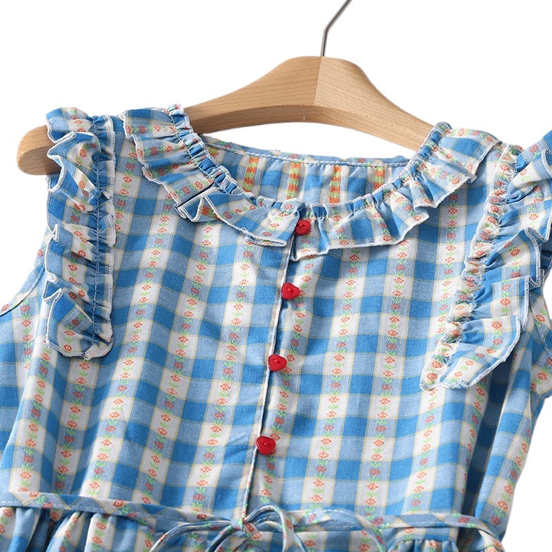 Robe d'été à carreaux pour femme, sans manches, taille haute, longue, pour les vacances à la plage, style urbain, mode streetwear