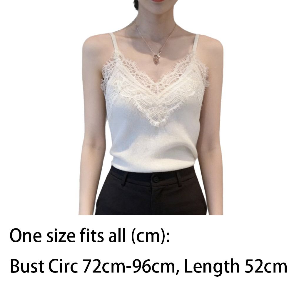 Nouvelle Camisole d'été en dentelle à col en V, style sexy Spice Girls, avec bordure en dentelle, décontractée et élégante, pour les vacances à la plage