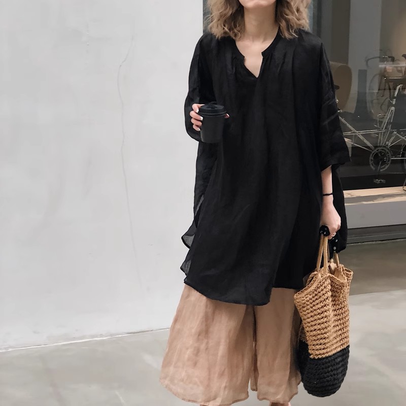 Été automne Blouse ample femmes chemises mode femme à manches longues coton et lin Blouse hauts pullover chemises décontractées