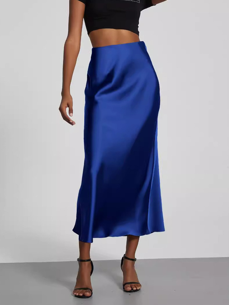 21 couleurs nouveau 2026 femmes élégantes taille haute Satin jupes longues femme été couleur unie Faldas