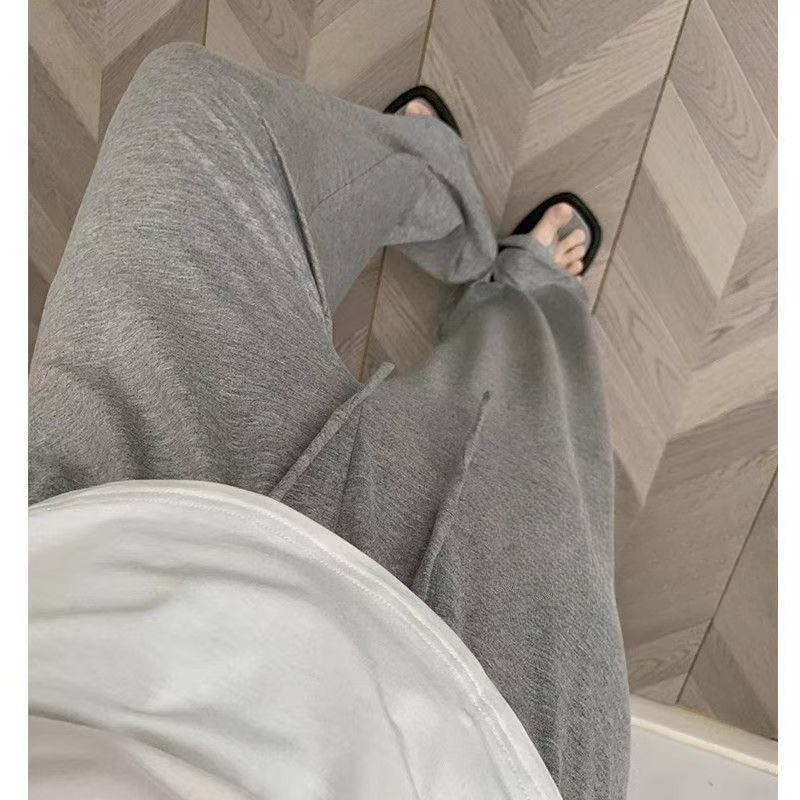 Pantalon pour femme grande taille en modal et soie glacée, taille haute, jambe large, fluide, ample et droit, style streetwear décontracté, pour l'été