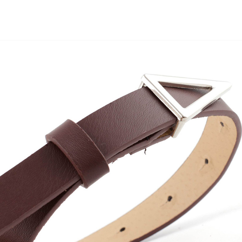 Ceinture fine en cuir de 1,8 cm pour femme, avec boucle à pression triangulaire argentée, ceinture décorative pour femme, ceinture fine pour femme