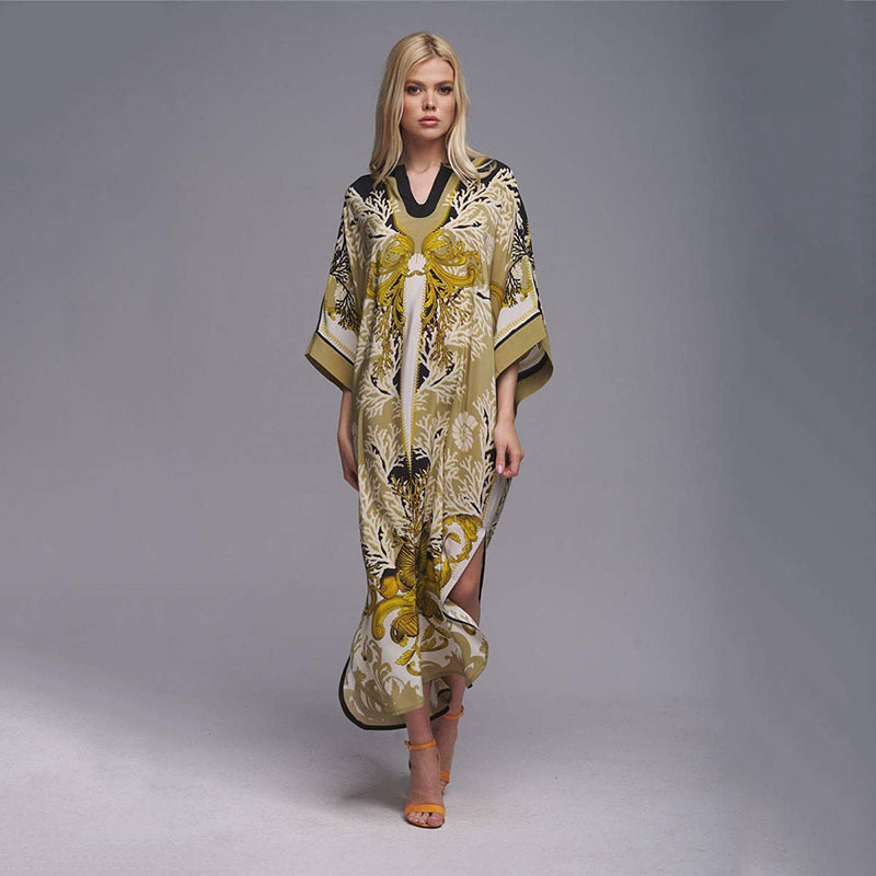 Robe de plage pour femme 2026, Kaftan à manches longues, Tunique de plage, Paréo long, Cache-maillot de bain, Robe d'été, Vêtements de plage