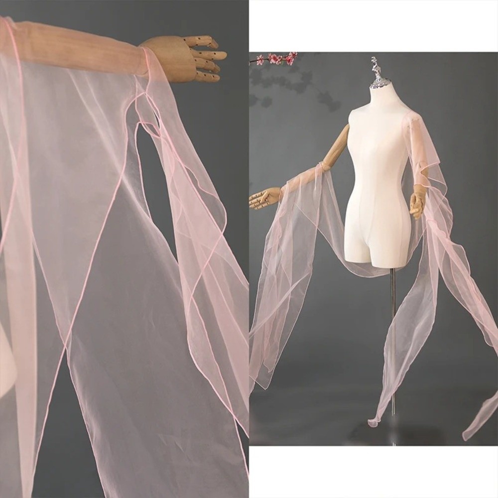 Élégant châle en tulle et dentelle féerique, style chinois ancien, manches aquatiques, accessoires Hanfu pour danse et cosplay