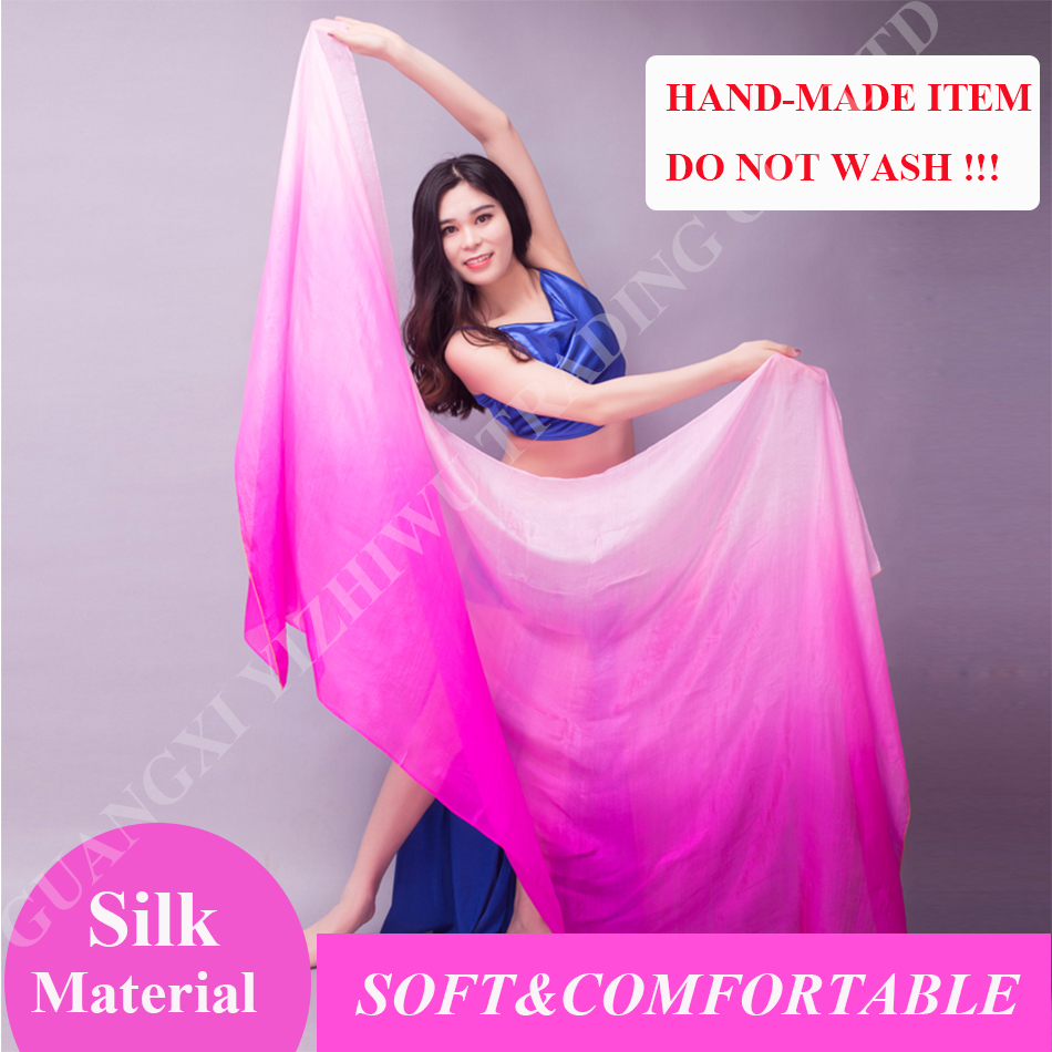 Voile chinois en soie véritable personnalisé pour femmes, voile de danse du ventre, écharpe faite à la main, châles pour filles