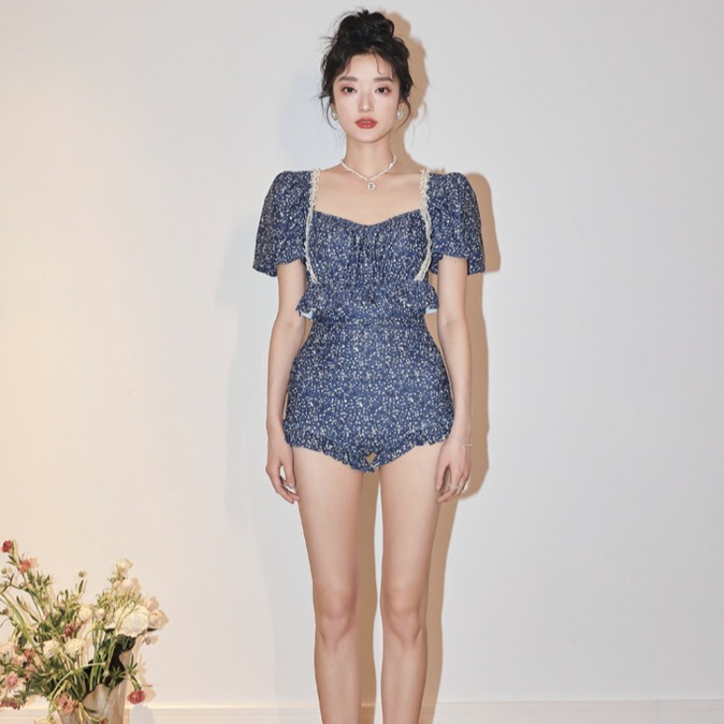 Maillot de bain pour femmes avec Pure Desire, sensation haut de gamme, Sexy, dos nu, Style Floral, jupe froncée, une pièce, pour la plage