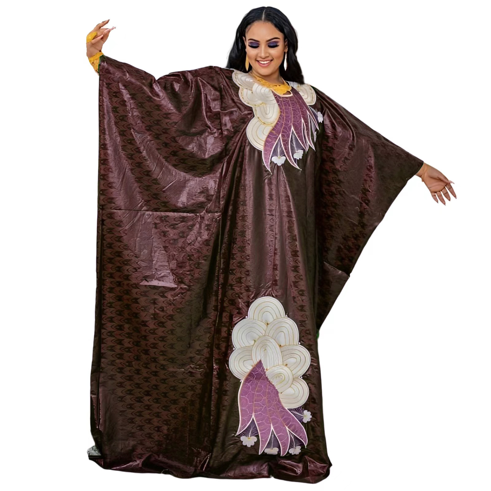 Robe africaine pour femmes Plus Si ze broderie Weddi ng invité longue robe Maxi avec écharpe