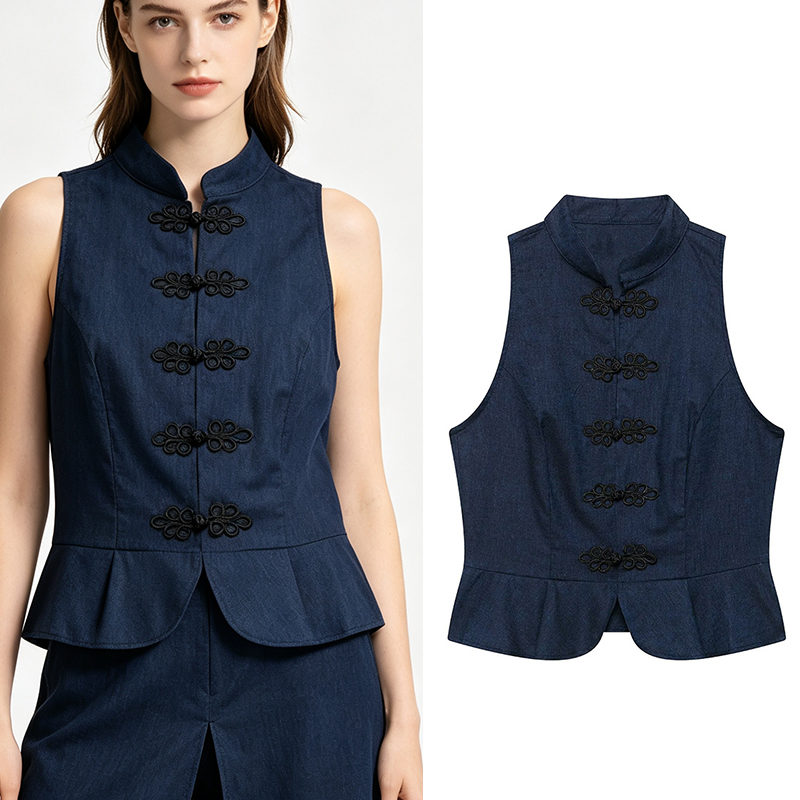 Chemisier Femme 2026 Nouvelle Collection Été Sans Manches avec Nœud et Ourlet Court, Élégant, Chic, Original et Polyvalent