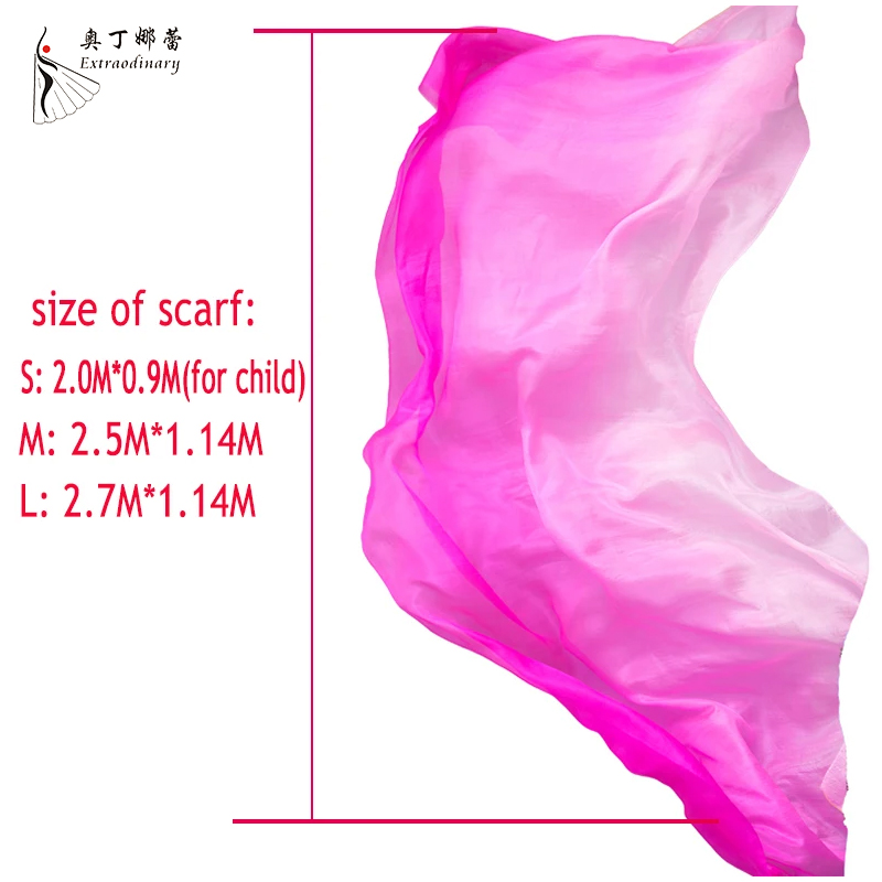 Voile de danse orientale en soie dégradé, châles en soie pour femmes, écharpes dégradées de 200 cm, 250 cm, 270 cm pour performance de danse