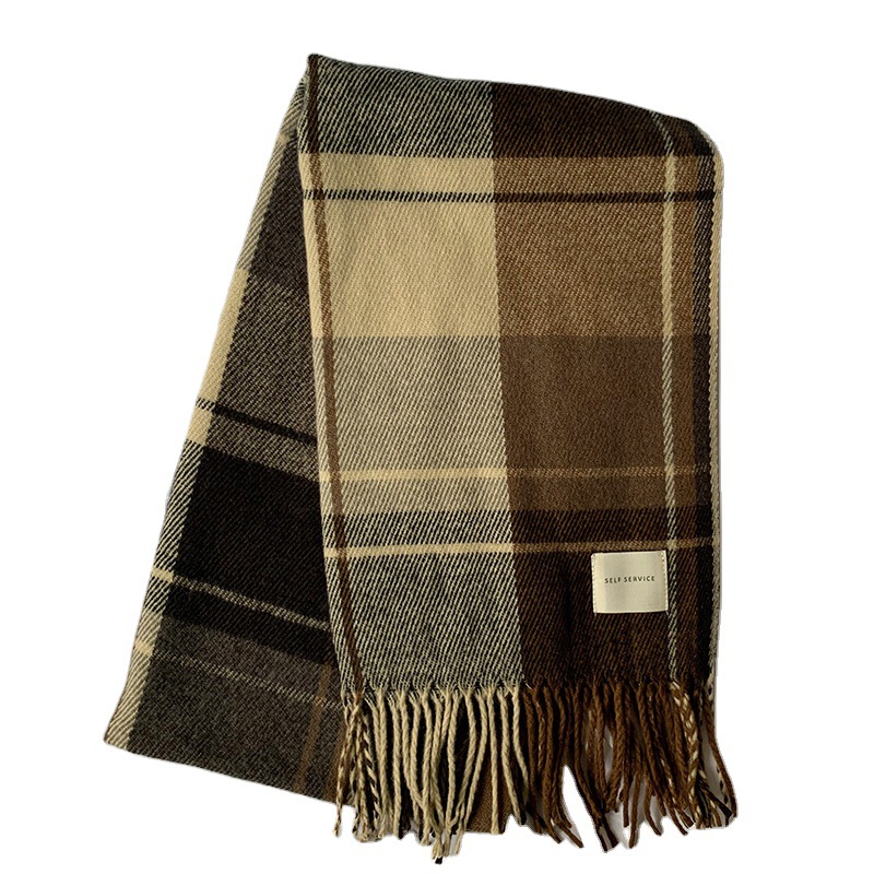 Mode rétro Plaid longue écharpe hiver chaud cachemire femmes filles Bandana foulards femme dame élégant gland hiver châle enveloppes