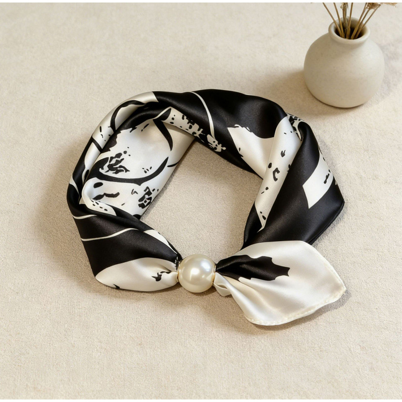 Écharpes fines en soie perlée avec boucle magnétique, foulard paresseux pour femmes et filles, élégant et délicat, avec pendentif pour clavicule, accessoires de cou et châle