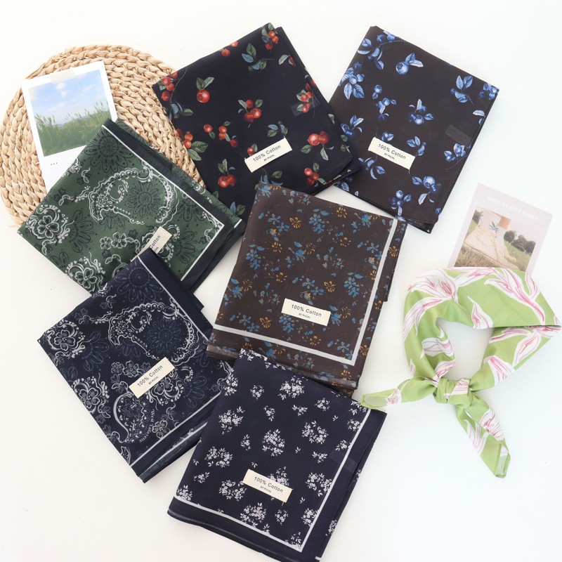 100% coton foulard Floral mince haute qualité foulard en soie foulard de voyage décoratif Style occidental écharpe pour les femmes petite écharpe carrée