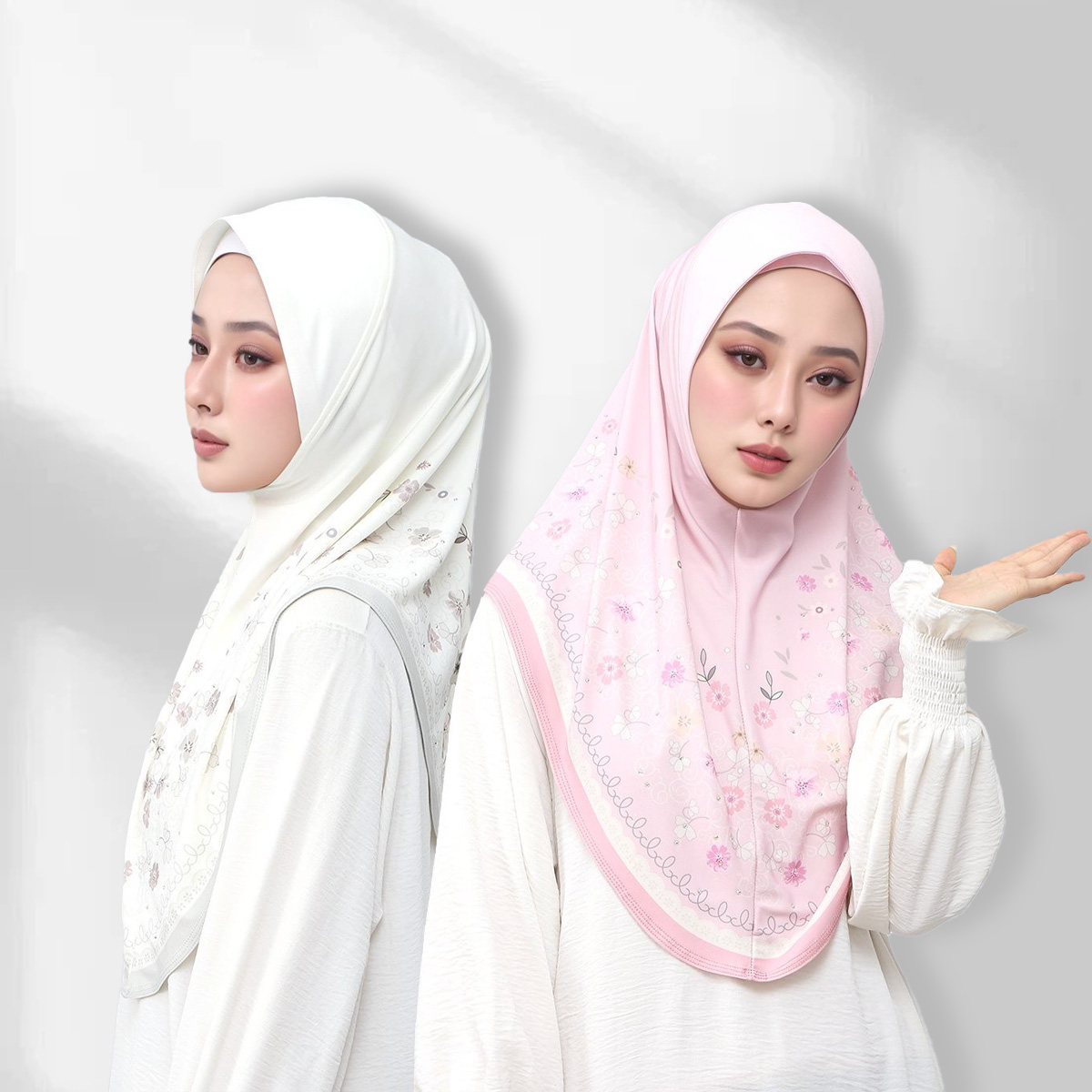 Mode femmes diamant Hijabs châle nouveau imprimé fleuri arabe élastique Ramadan tête enveloppement Bonnet malaisie longue écharpe foulards Turban casquette