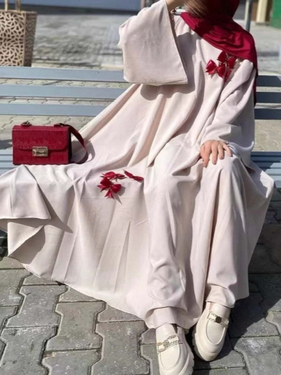 Eid Abaya femmes Robe de soirée nœud musulman à manches longues Jalabiya Ramadan robes longues modestes robes Largos caftan arabe longue Robe